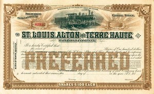 St. Louis, Alton and Terre Haute Railroad - Stock Certificate