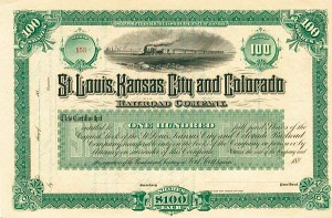 St. Louis, Kansas City and Colorado Railroad Co. - Stock Certificate