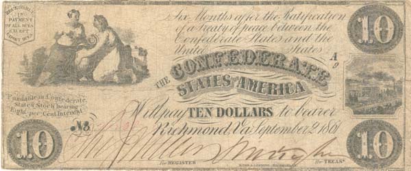 Confederate $10 Note