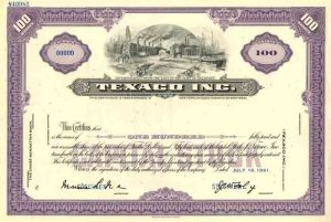 Texaco Inc. - Specimen Stock Certificate
