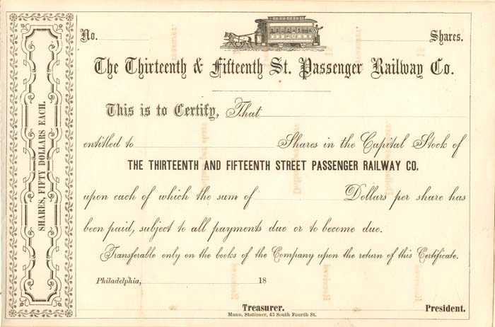 Thirteenth and Fifteenth St. Passenger Railway Co.