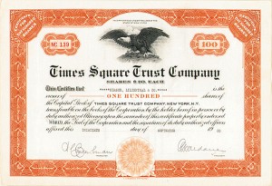 Times Square Trust Co. - Stock Certificate