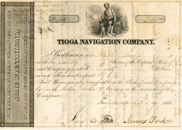 Tioga Navigation Co - Stock Certificate