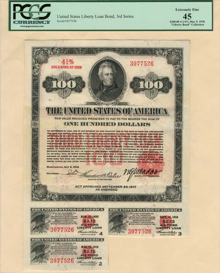 $100 3rd Liberty Loan Bond - Extremely Rare