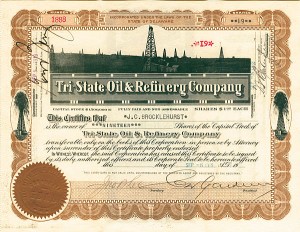 Tri-State Oil and Refinery Co. - Stock Certificate