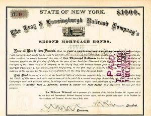 Troy and Lansingburgh Railroad - Bond