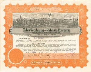 Tulsa Producing and Refining Co - Stock Certificate