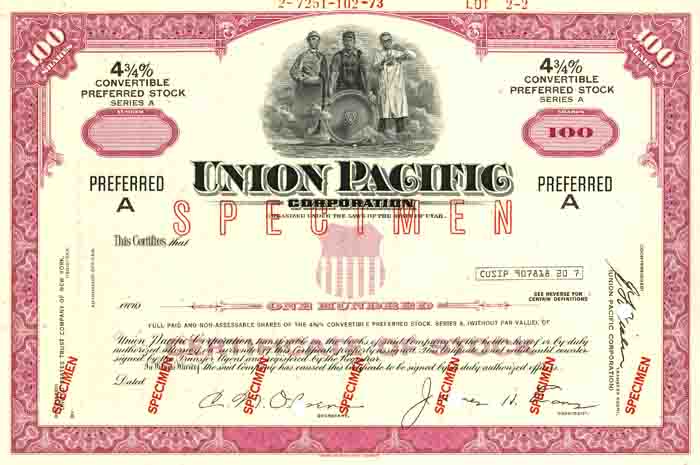 Union Pacific Corporation - Specimen Stock Certificate