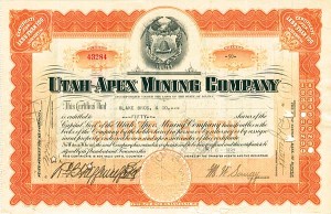 Utah-Apex Mining Company - Stock Certificate