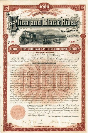 Utica and Black River Railroad - Bond