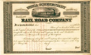 Utica and Schenectady Railroad - Stock Certificate