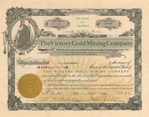 Victory Gold Mining Co. - Stock Certificate