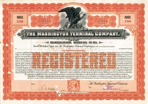 Washington Terminal Co. issued to Johns Hopkins University - $10,000 Railway Bond