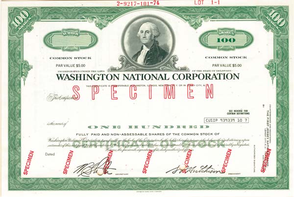 Washington National Corporation - Stock Certificate