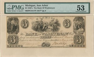 Bank of Washtenaw - Broken Banknote - Obsolete Note - Paper Money - SOLD