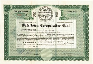 Watertown Co-operative Bank - Stock Certificate