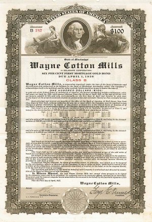 Wayne Cotton Mills - Bond (Uncanceled)