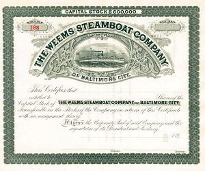 Weems Steamboat Co. - Stock Certificate