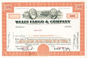 Wells Fargo and Co. - circa 1970's Stock Certificate