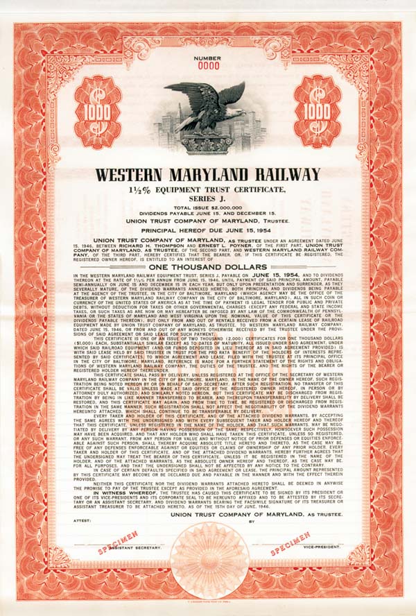 Western Maryland Railway - Bond