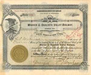 Warren and Ouachita Valley Railway signed by F.E. Weyerhauser