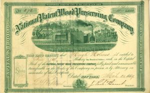 National Patent Wood Preserving Company - Stock Certificate